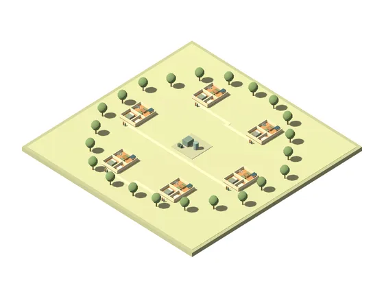 Guide every change. A scene rendered by the Courtyard Block game.